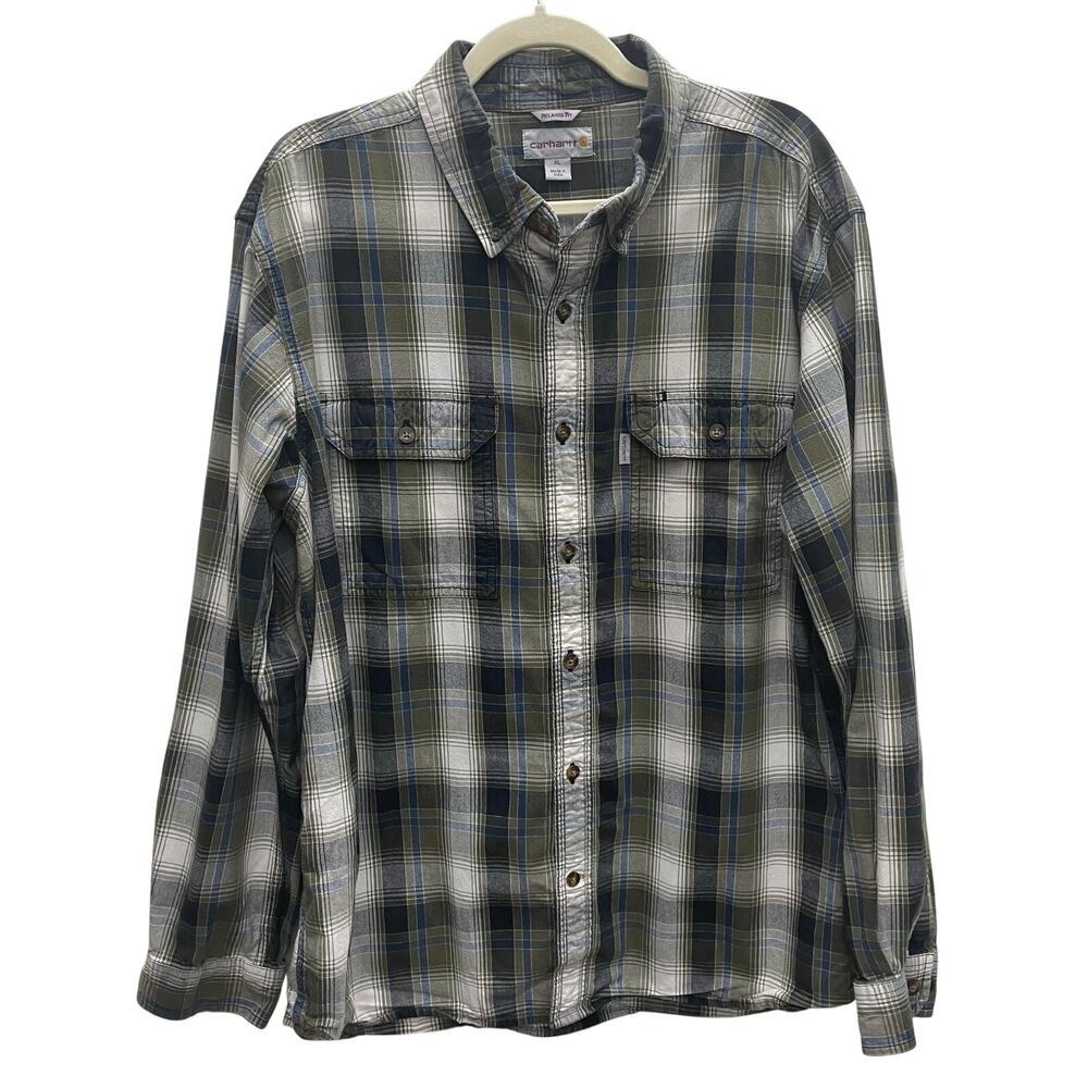 Carhartt Plaid 100% Cotton Long Sleeve Shirt Men’s Size XL